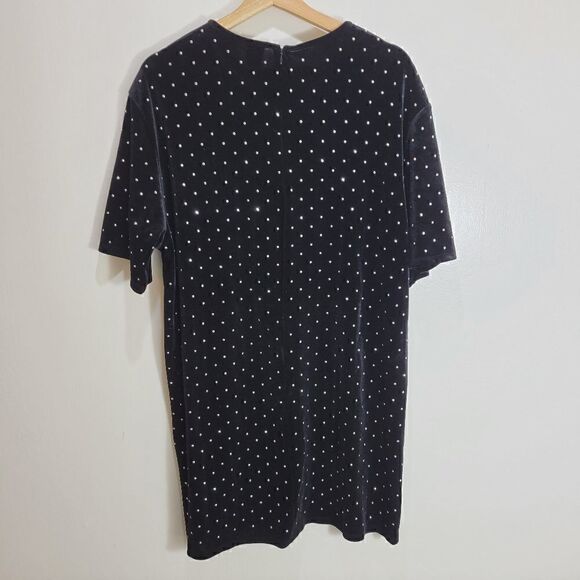 H&M Velour Black Dress with Gunmetal Bedazzle Dots - Picture 4 of 9